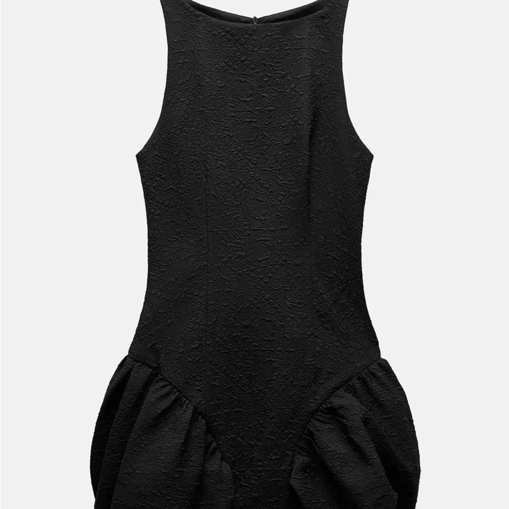 NWT Zara Elegant Black Textured Dress